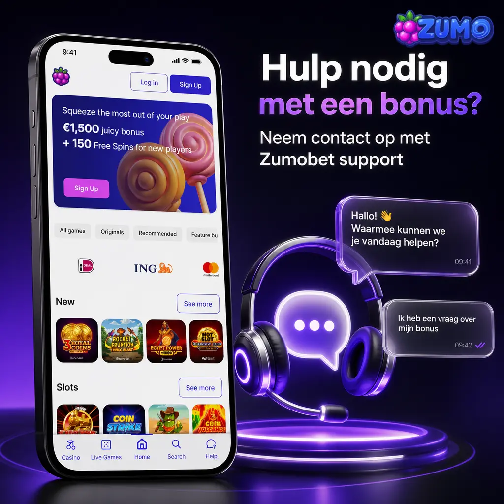 Zumobet support helpt 24/7 met bonussen, gratis spins, promotiecodes en VIP acties