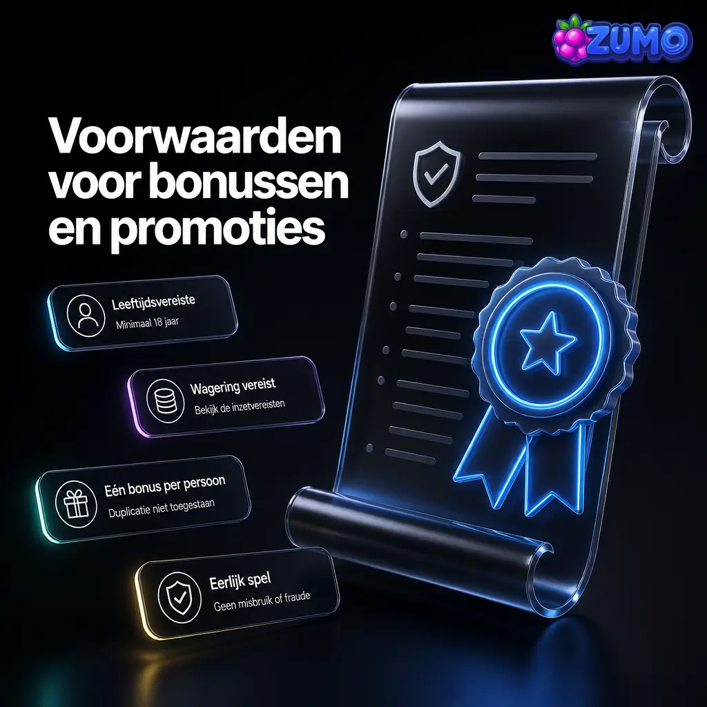 Overzicht van bonusvoorwaarden en promotiegels met inzetvereisten, gratis spins en promotiecodes